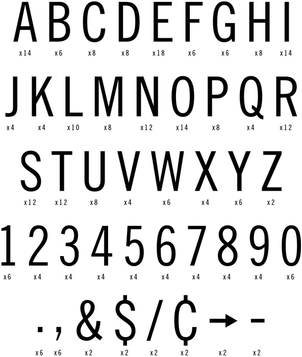 Set de letras para cartelera LETTERS 1